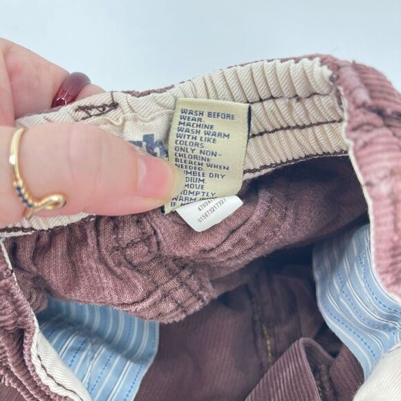 Oshkosh B’Gosh brown cords corduroy pants half elastic waist button and zipper 1 - Picture 3 of 8